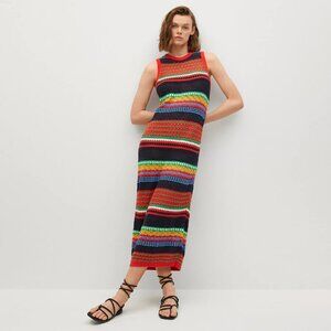 Mango Striped Knit Crochet Dress - Size 6